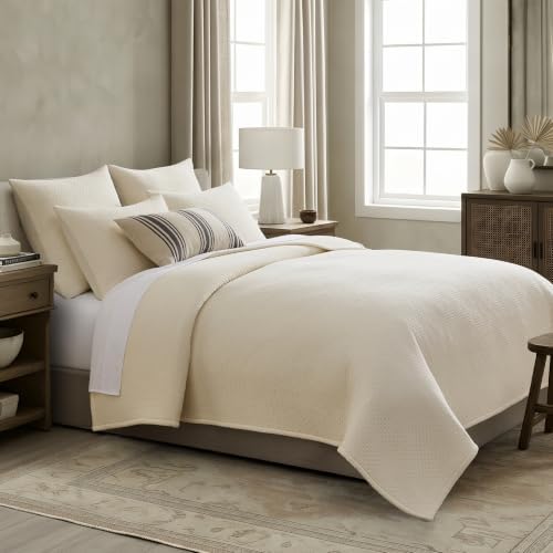 Levtex Home - Grace Cream Quilt Set - King Quilt (106x92in) and Two