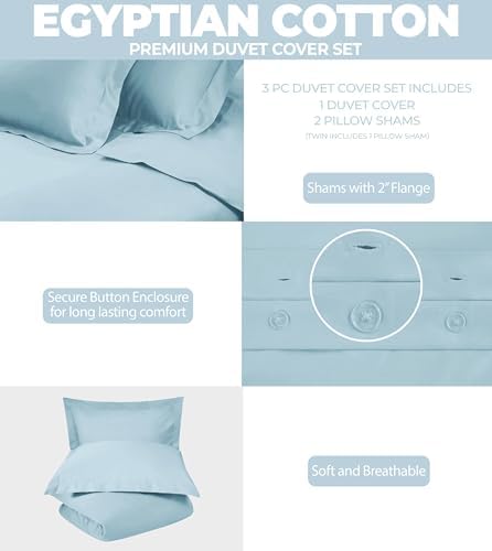 Superior Combed Cotton, 300 Thread Count 2 Piece Duvet Cover Set with
