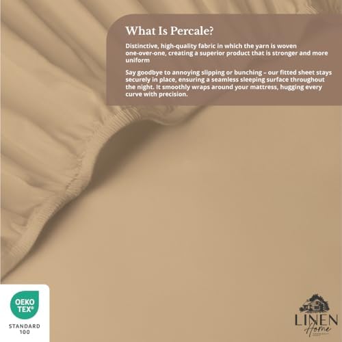 Linen Home 100% Cotton Percale Twin Size Fitted Sheet only, Light