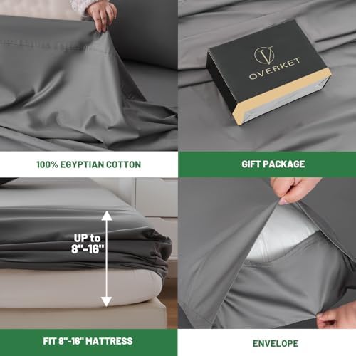 100% Egyptian Cotton Sheets King Size 4PCS 1000 Thread Count Sateen