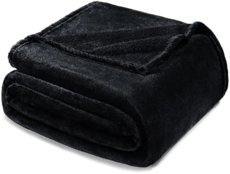 Exclusivo Mezcla Soft Fleece Blanket Queen Size for Bed, Black