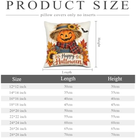Plaid Accent Pillow Covers 22x22 Inch Set of 2 Linen for Halloween