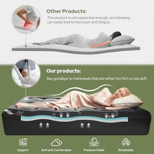 BEDLORE 4 Inch Dual Layer Memory Foam Mattress Topper Queen