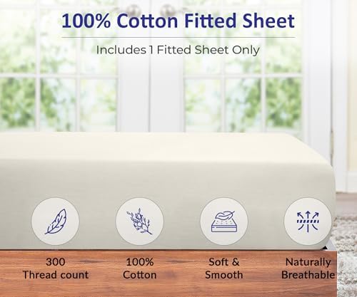 ROYALE LINENS 300 Thread Count 100% Cotton Twin XL Fitted Sheet Cotton