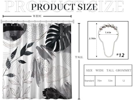 Charcoal Grey and White Shower Curtain, 72x72 in