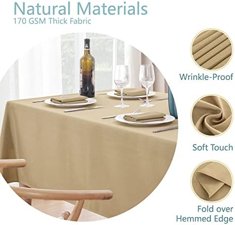 Veblandy Faux Linen Rectangle Tablecloth Waterproof 52x70 inch Table