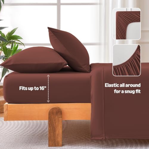 Amazon Basics Jersey Knit 4-Piece Sheet Set, Wrinkle Resistant and