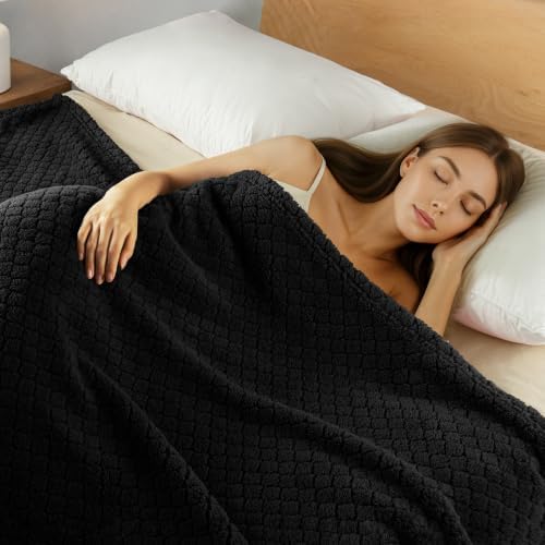 Exclusivo Mezcla Soft Fleece Twin Size Blanket for Bed, Black