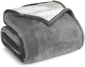 Bare Home Sherpa Fleece Blanket (Full/Queen, Grey)
