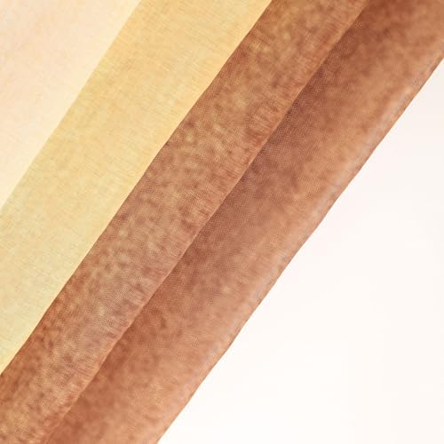 L.Z.E White Brown Ombre Sheer Curtains 96 Inches Long, Twilight