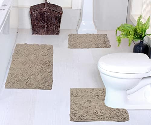 Home Weavers Modesto Bath Rug 100% Cotton Bathroom Rugs Set, Washable