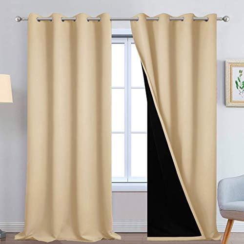 Yakamok Beige 100% Blackout Curtains 108 Inches Long for Bedroom 52"