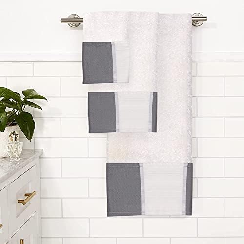 Popular Bath Bath Towels, Madern Collection, 3-Piece Set, Grey