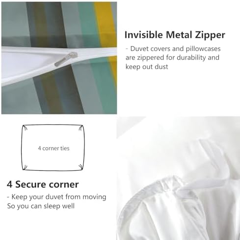 Full Duvet Cover Set Microfiber Gray Bedding Soft & Breathable, with
