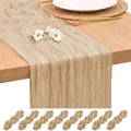 8 Pack Beige Cheesecloth Table Runners, 17 x 108 Inches