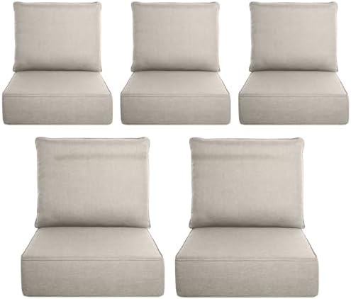 Luxury 6" Thick Outdoor Cushion Set 5 - 22x24 Patio Furniture Cushions