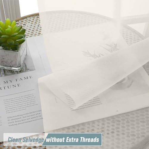 Extra Wide Ivory Sheer Curtains for Windows 108 inches Long