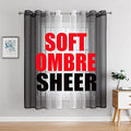 G2000 Sheer Curtains 63 Inch Length Grey and White Ombre Drapes for