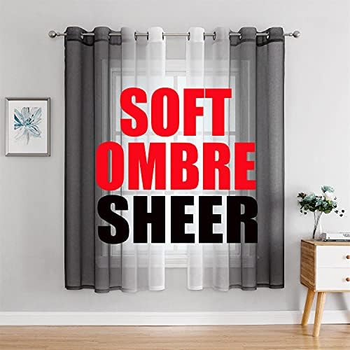 G2000 Sheer Curtains 63 Inch Length Grey and White Ombre Drapes for
