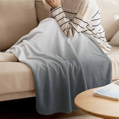 Gray Gradient Flannel Fleece Throw Blanket, 60 x 80 in, Super Soft