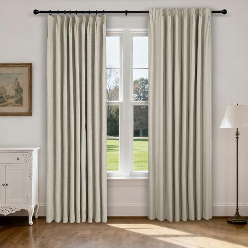 Fcosie Pinch Pleated Curtains for Traverse Rod, Back Tab 100% Blackout