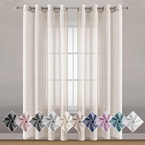 Miss SELETEX Natural Linen Sheer Curtains for Living Room Elegant