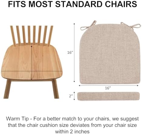 Wellsin Chair Cushions for Dining Chairs 4 Pack - Kitchen Chair