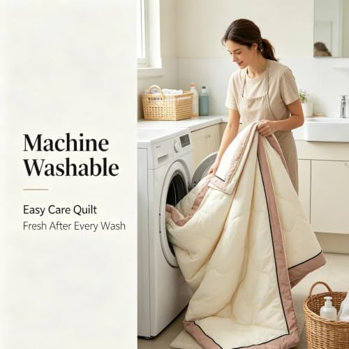 Cotton Summer Cooling Quilt Breathable Lightweight Machine Washable