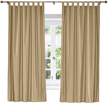 ChadMade Light Filtering Faux Silk Curtain for Living Room 96 Inches