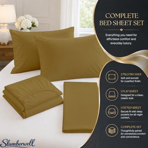 Short Queen Sheet Set 4-Piece Microfiber Extra Deep Pocket Taupe