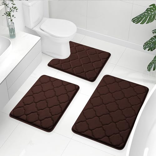 OLANLY Memory Foam Bath Rugs and Toilet Rug U-Shaped, Bath Rug Size