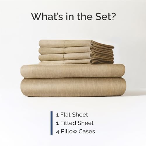 Full 6 Piece Bed Sheet Set - Breathable & Cooling Sheets - Heathered