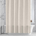Creamy Solid Shower Curtain 84 inches Extra Long Minimalist Tan Linen
