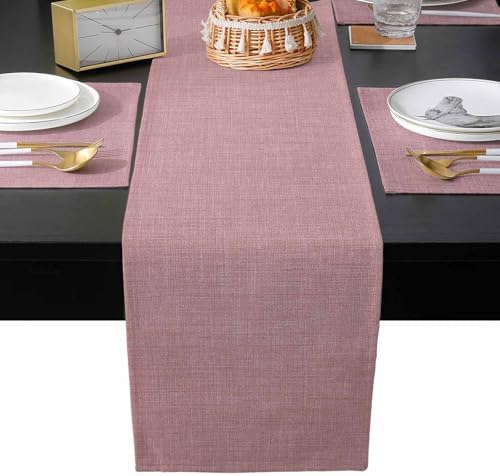 Vintage Nude Pink Table Runner and Placemats for Dining Tables,Burlap