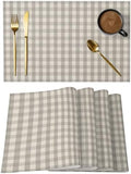 Buffalo Plaid Placemats Set of 8, Cotton Linen Fabric Place Mats