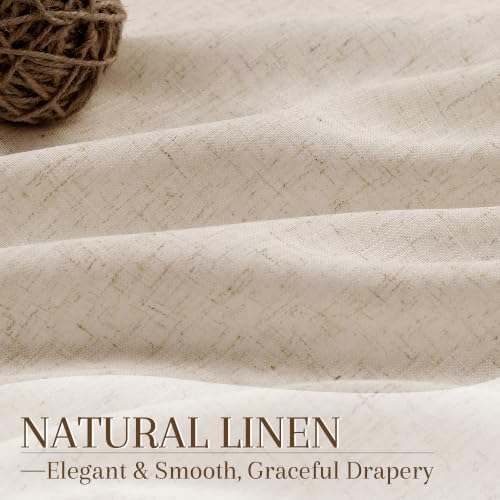 Nanspring Linen Curtains 40x63 Inch Long for Living Room Cream Beige