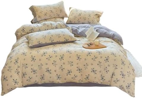 100% Washed Cotton Duvet Cover Set, Super Soft and Comforter Floral