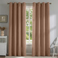 PFAS Free Mocha Linen Curtains 96 inch Length 2 Panels Set 100%