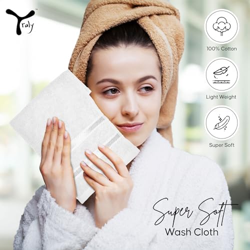 Luxury Wash Cloths 12 Pack |13x13 Inch | 600 GSM | 100% Ring Spun