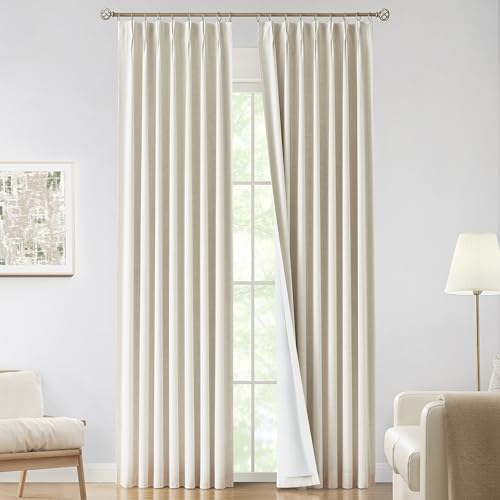 Vision Home Natural Pinch Pleated Full Blackout Curtains Linen Blended