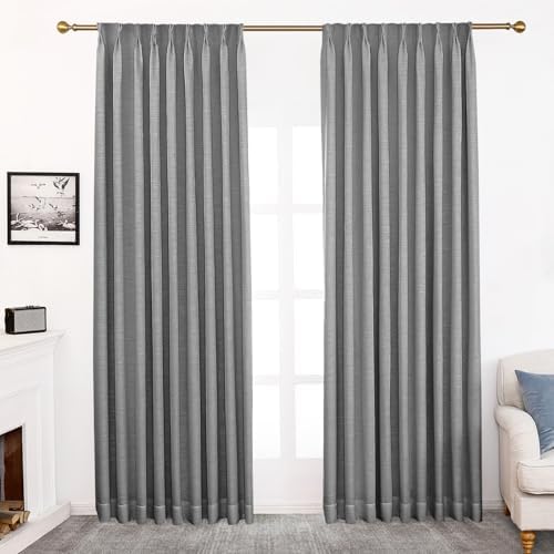 Pinch Pleated Full Blackout Curtains, 108 Inches Long, 1 Panel