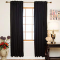 Black Rod Pocket Energy Saving Thermal Insulated Blackout Curtain