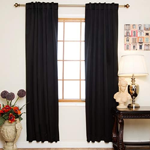 Black Rod Pocket Energy Saving Thermal Insulated Blackout Curtain