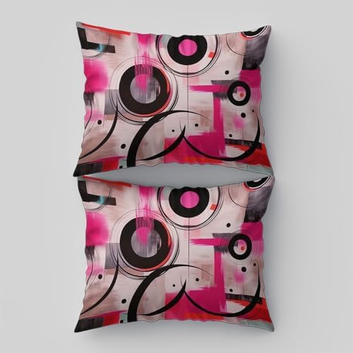 Abstract Rings Geometric Duvet Cover Set – 3 Pcs Grey Print Bedding