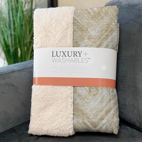 Addison Rugs ASB630 Beige 50" x 70" Oversized Sherpa Throw Blanket