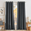 NICETOWN Faux Linen Charcoal Gray Blackout Curtains 84 inches Long