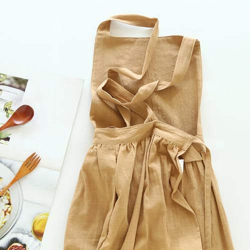 Adjust Cotton Linen Cooking Apron, Fabric Coffee Restaurant Canvas