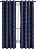Victoria Blackout Curtains 54 x 96, Abstract Jacquard, 2 Panels, Navy