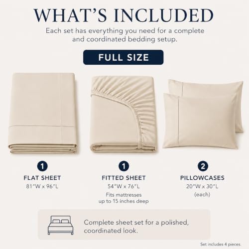 650 Thread Count Cotton Blend Full Sheet Set, Sateen, Solid Taupe