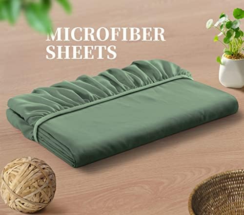Manyshofu Sage Green Cal King Extra Deep Fitted Sheet, 24 Inch Pocket